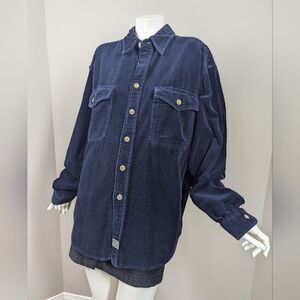 Levi’s Corduroy Shirt Jacket Navy Blue Button Front Utility Overshirt Size M